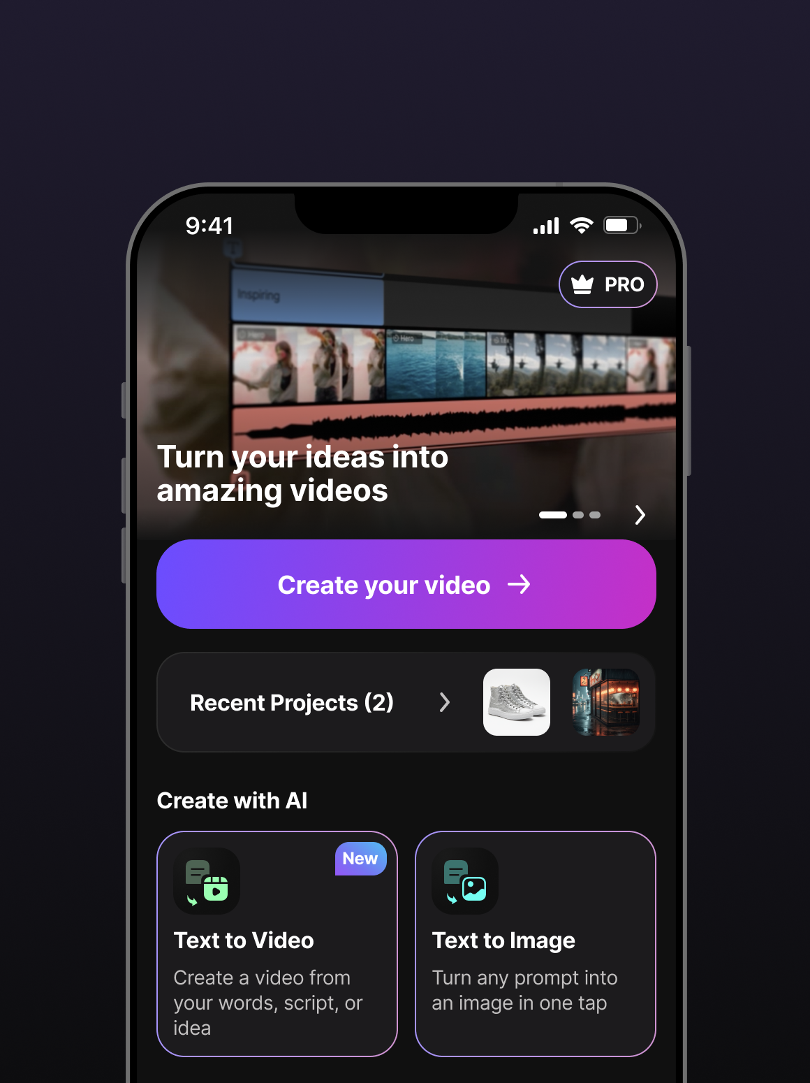 Updated home screen — variation 1
